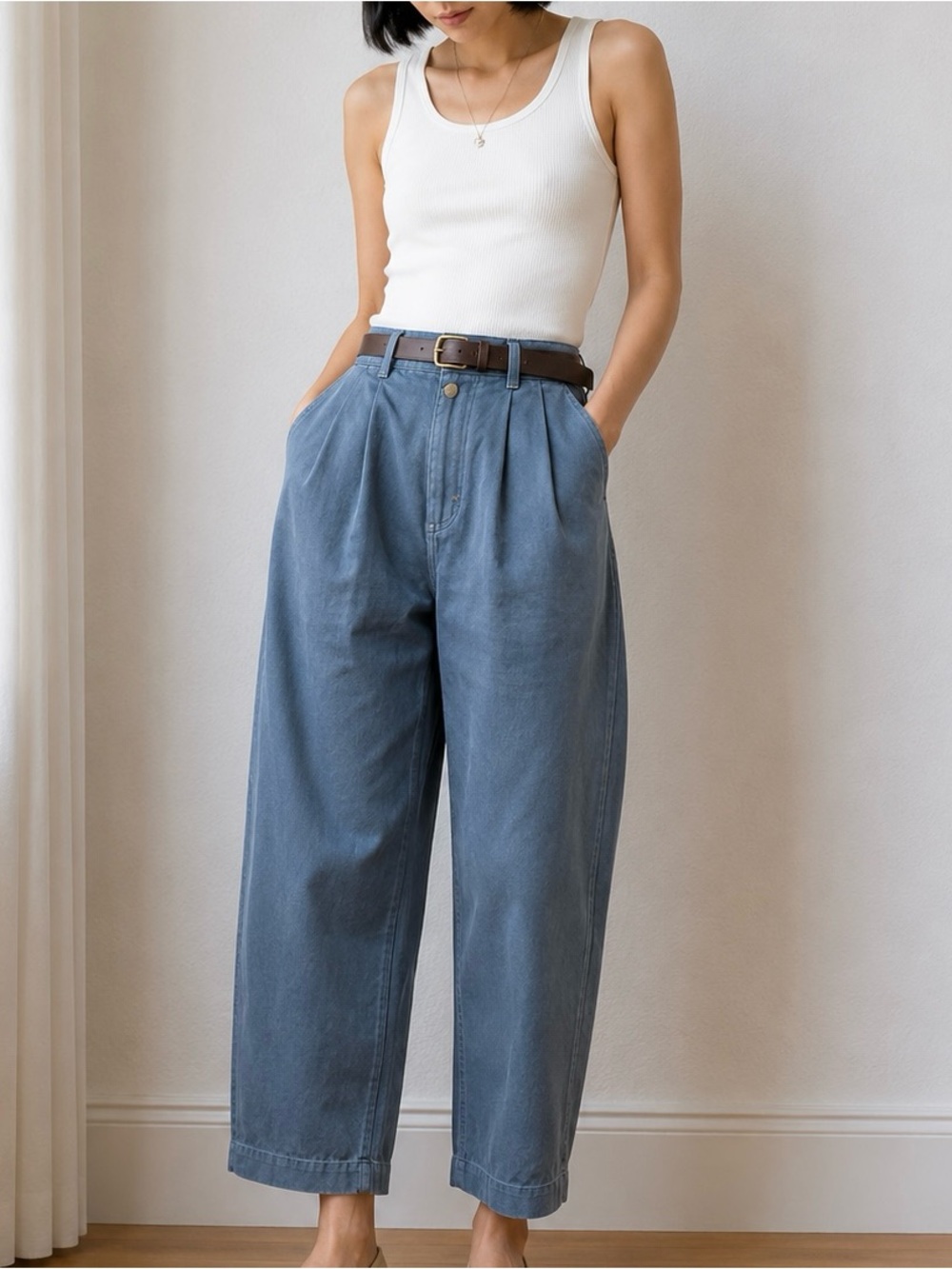Vintage 80s 90s USA Made Dockers Navy Pleated Balloon Pants